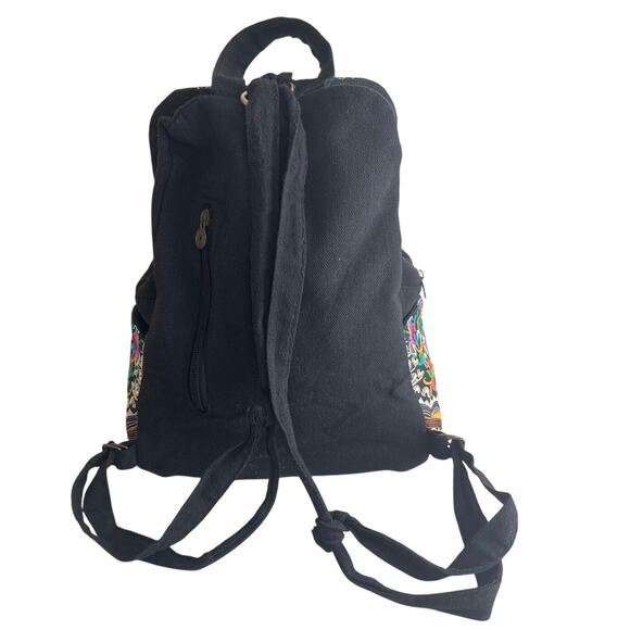 Bohemian Embroidered Birds and Flowers Cotton Canvas Lightweight Backpack - Picture 3 of 9